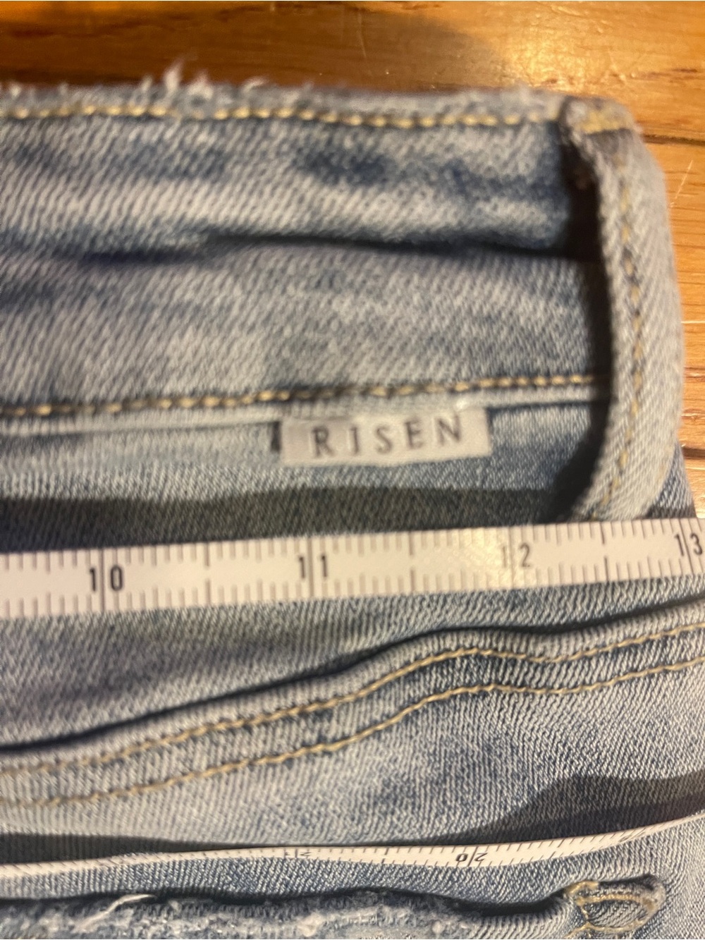 High-Rise Light Blue Distressed Flare Jeans - Picture 6 of 9